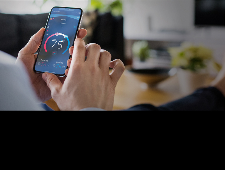 Mobile phone with Comfort Sync app.